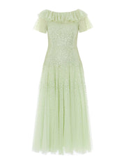 Sunrise sequin short sleeve ankle gown