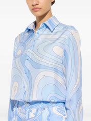 Marmo print silk shirt