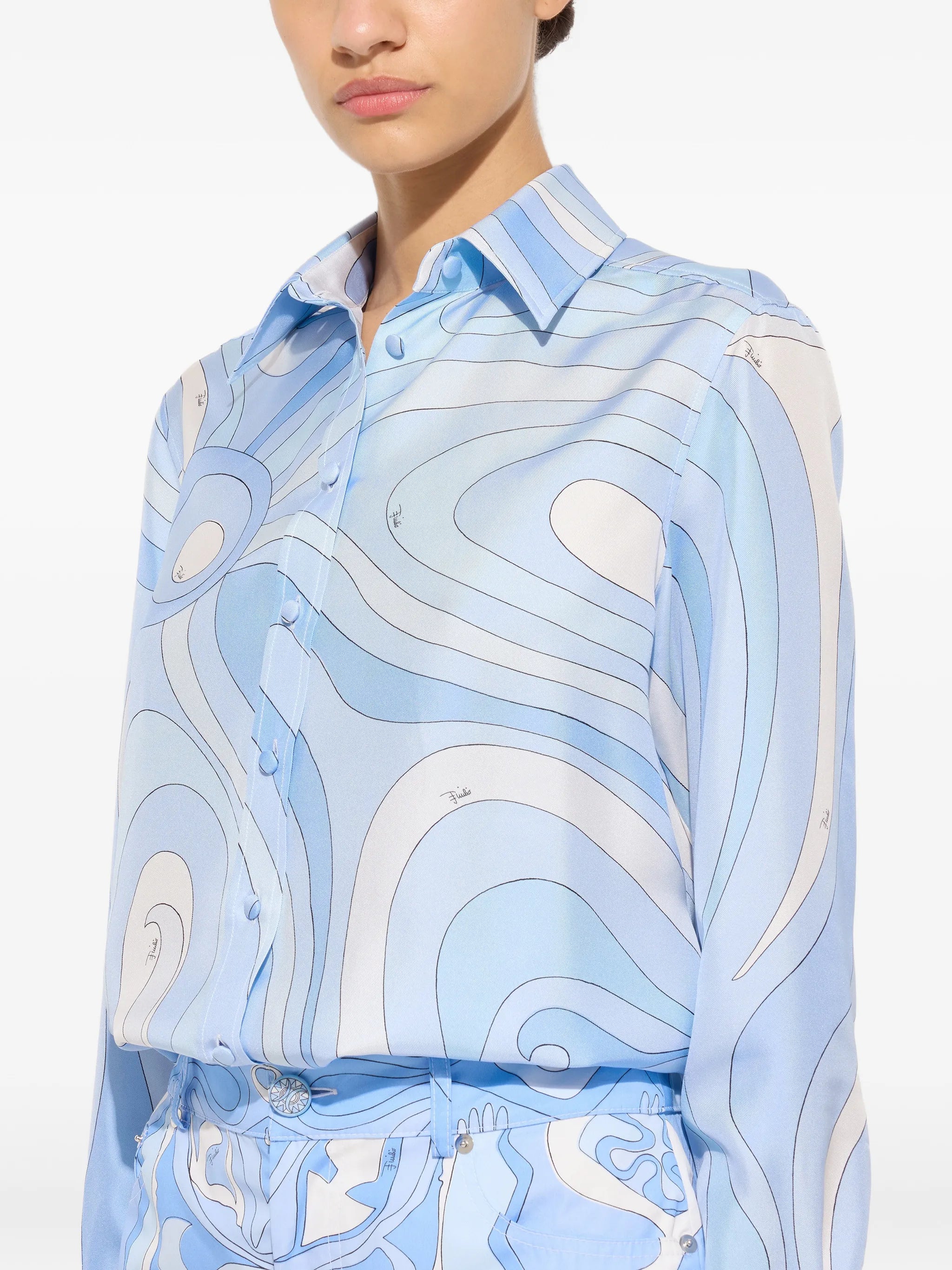 Marmo print silk shirt