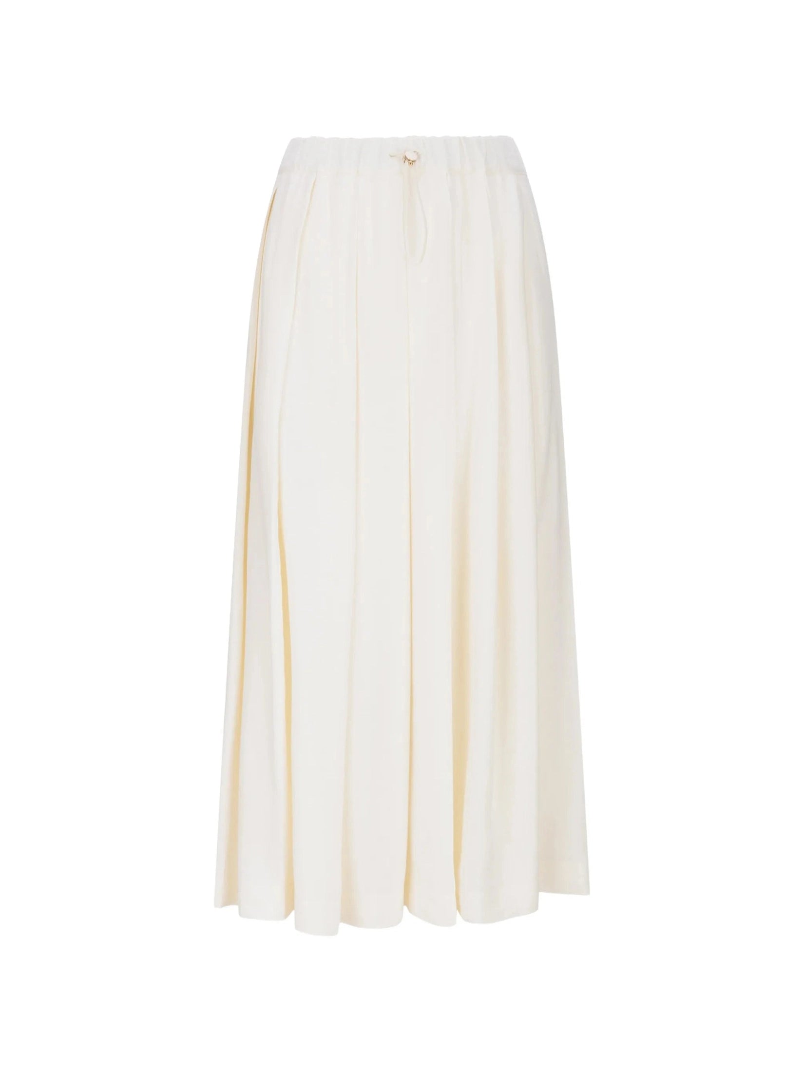 Viscose linen pleated midi skirt