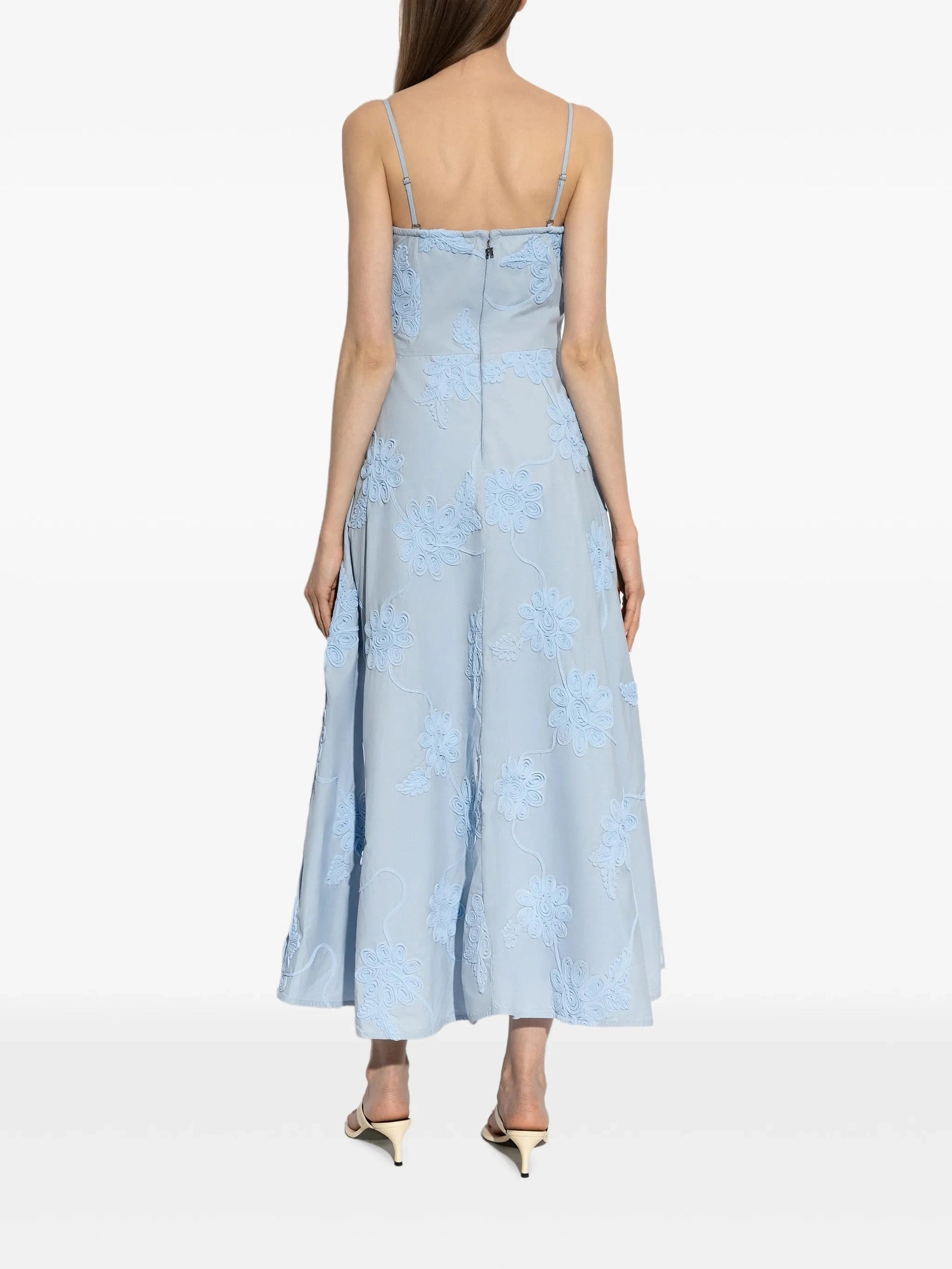 Flared midi strap dress