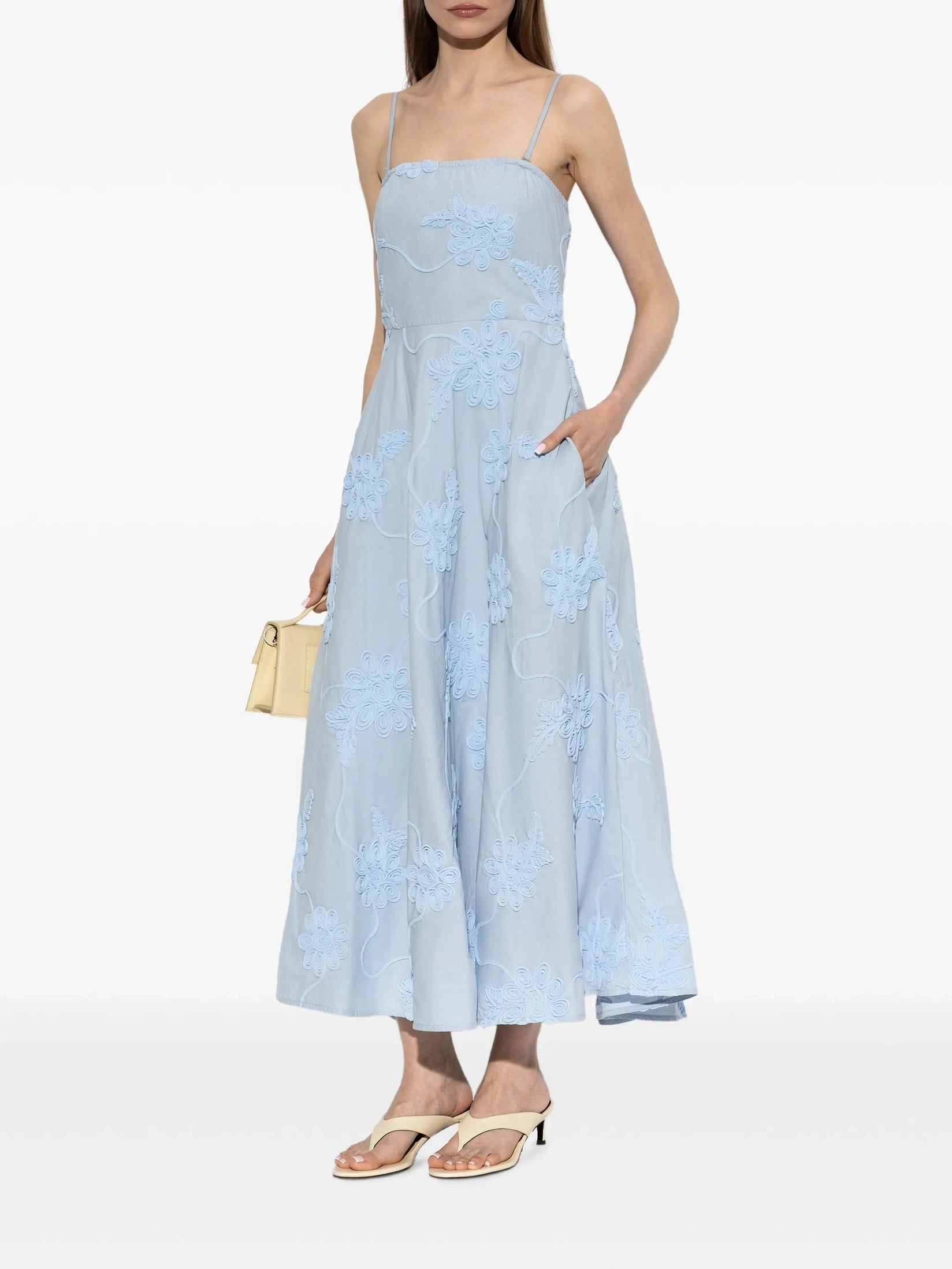 Flared midi strap dress