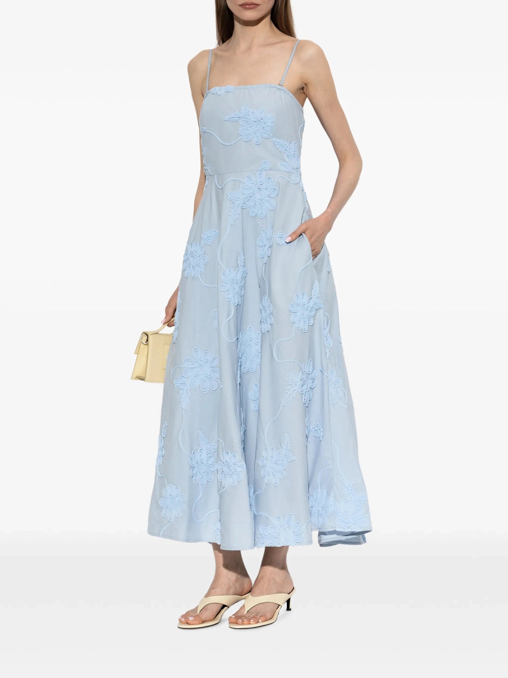 Flared midi strap dress