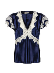 Alberta Ferretti V-neck lace-detail blouse