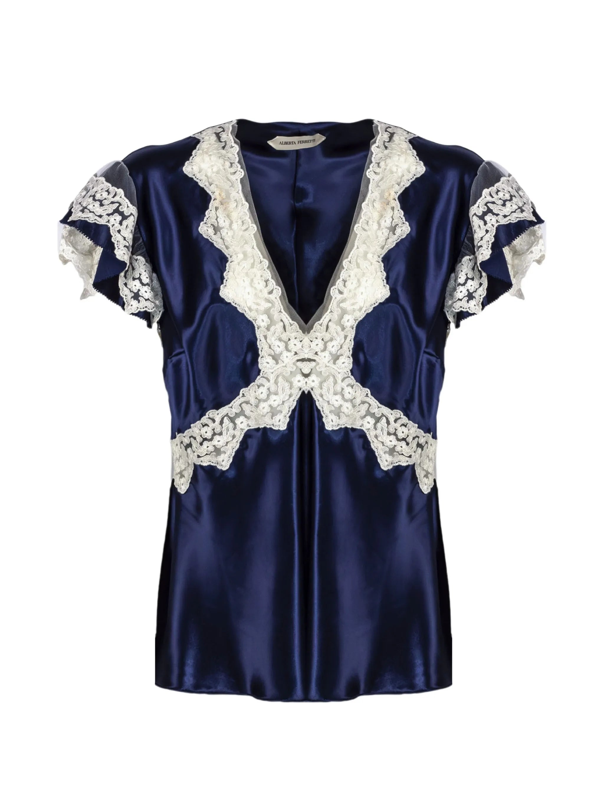 Alberta Ferretti V-neck lace-detail blouse