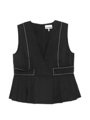 Stretch cotton v-neck pocket blouse