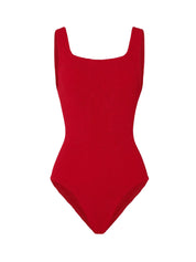 Coverage square neck swim - m crinkle red
