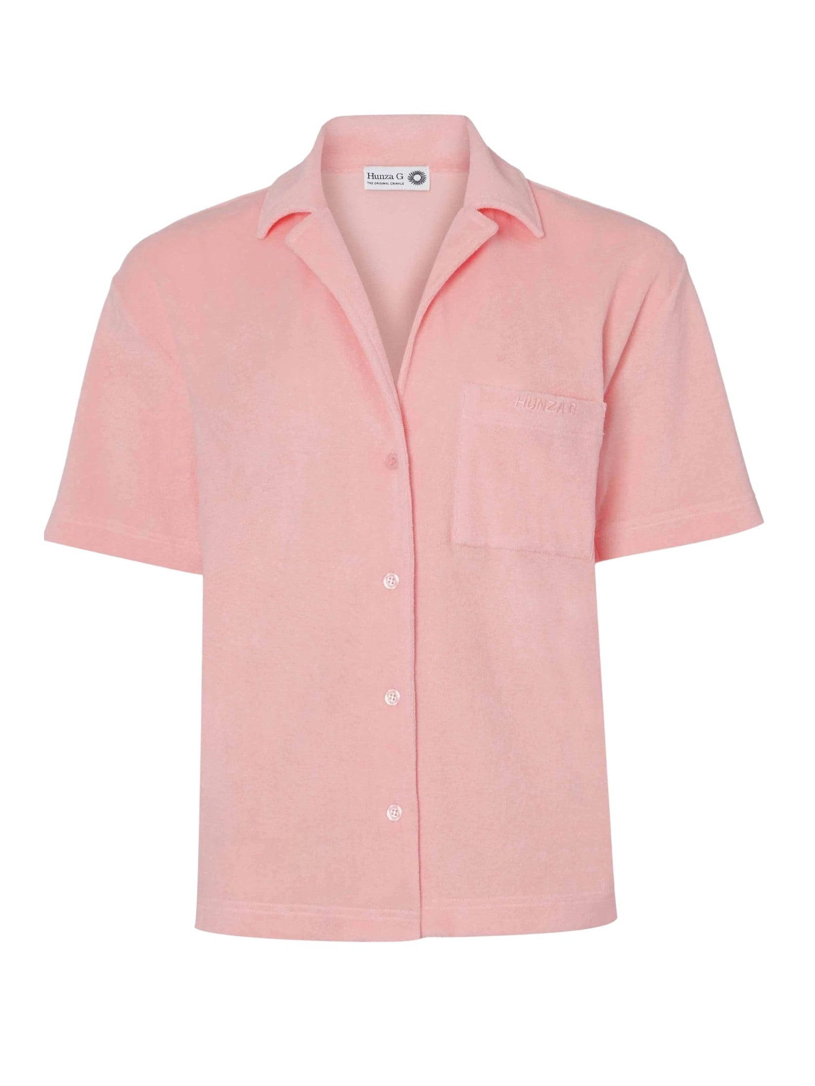 Short sleeve towelling shirt cotton pink