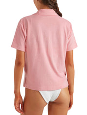 Short sleeve towelling shirt cotton pink