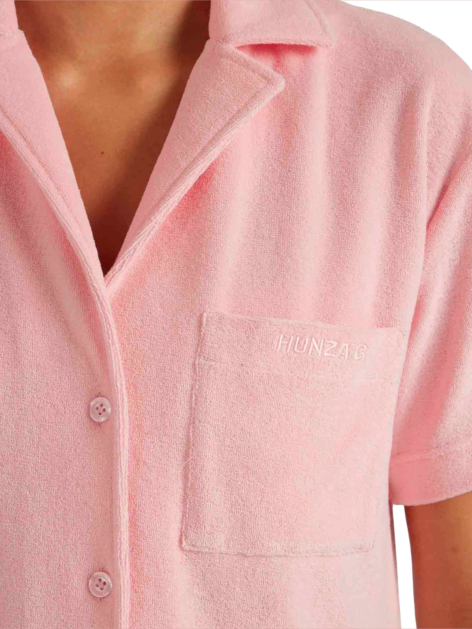 Short sleeve towelling shirt cotton pink
