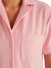 Short sleeve towelling shirt cotton pink