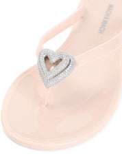 Double heart rubber thong nude flip flops (5mm)