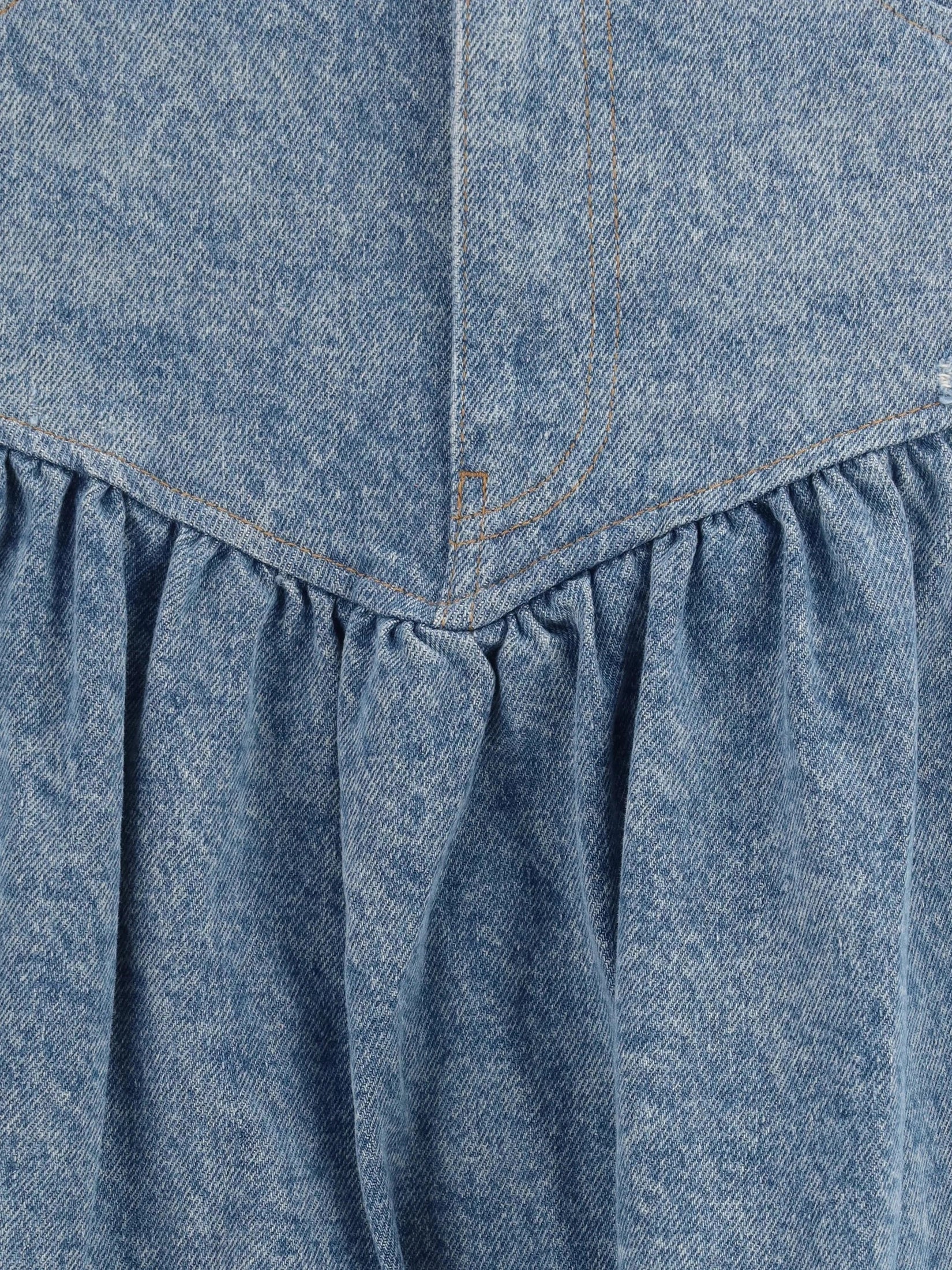 Patchwork denim long skirt