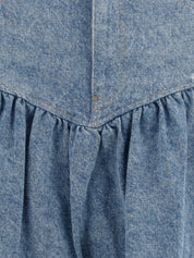 Patchwork denim long skirt
