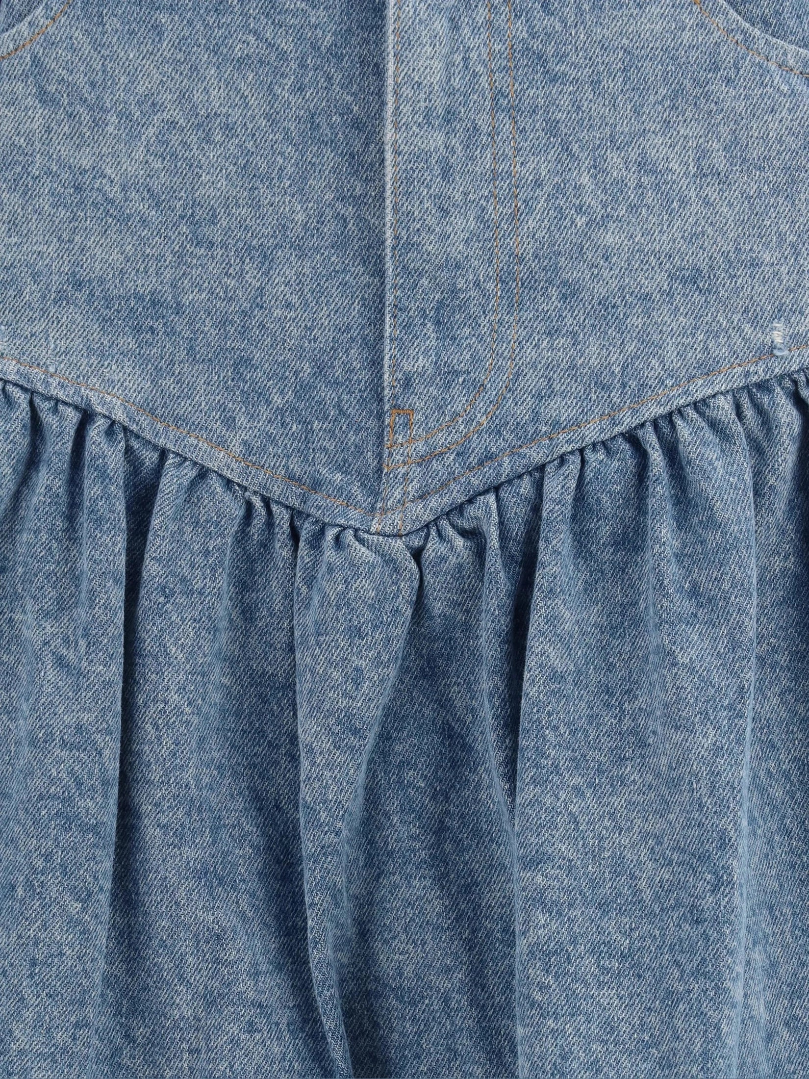 Patchwork denim long skirt