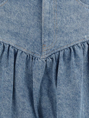 Patchwork denim long skirt