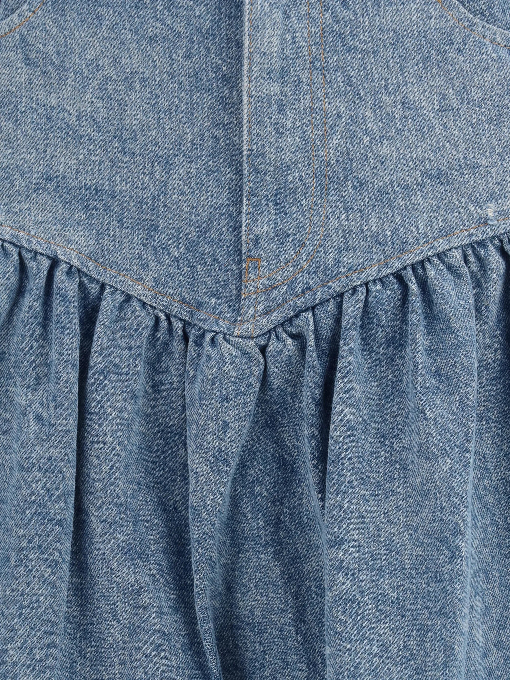 Patchwork denim long skirt