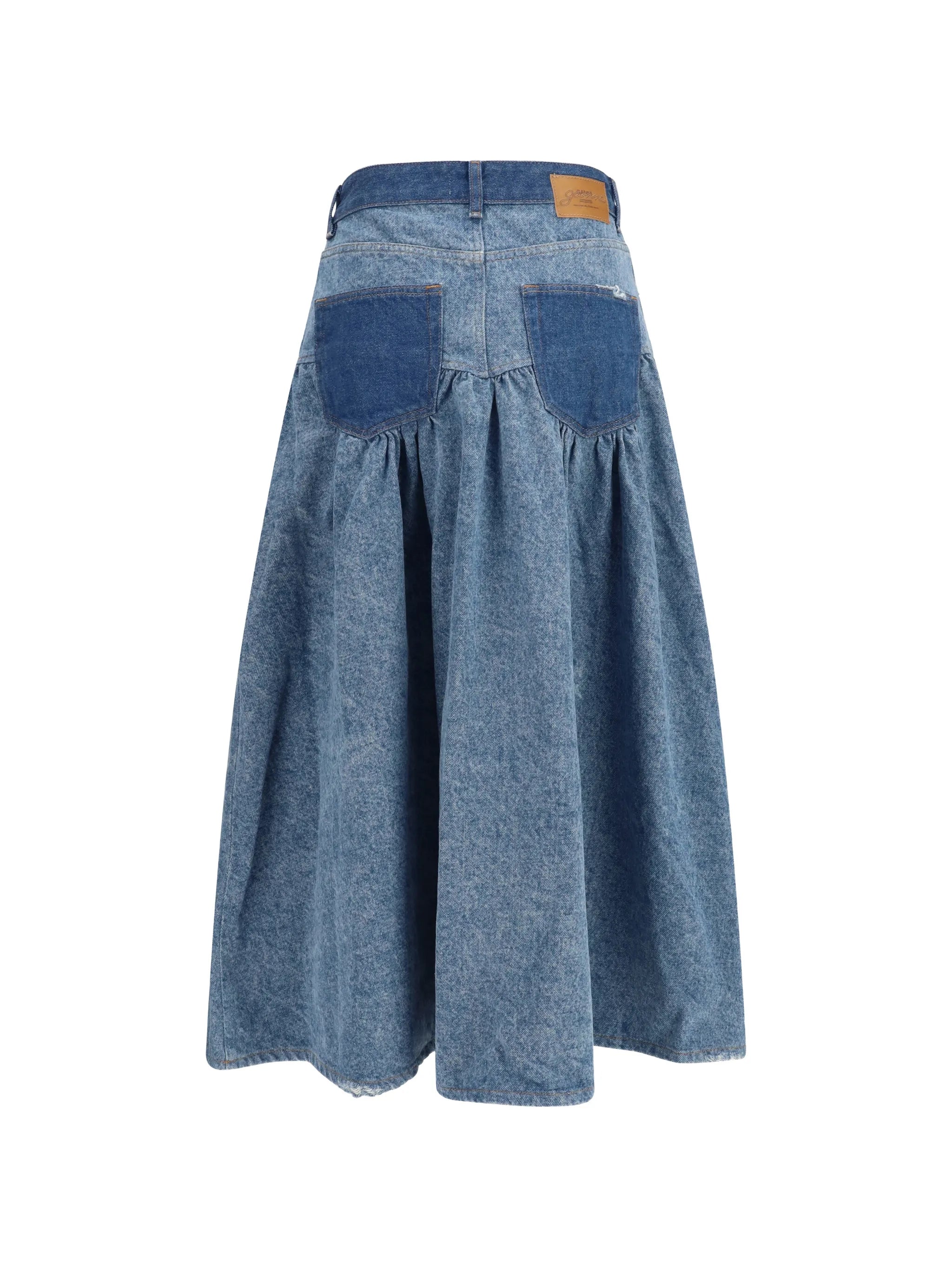 Patchwork denim long skirt