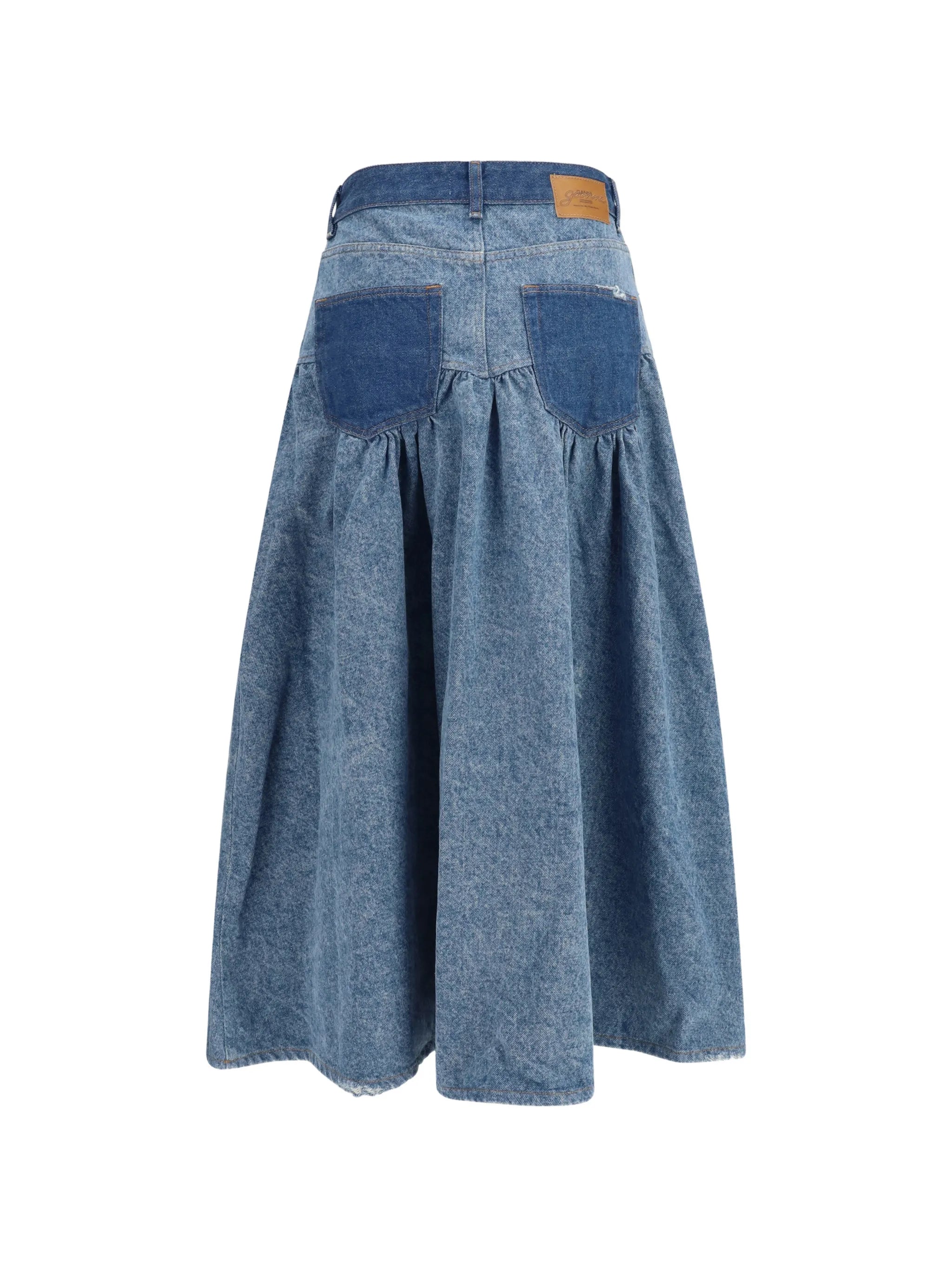 Patchwork denim long skirt
