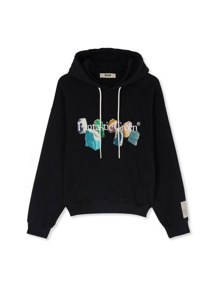 "fantastic green inverse series" organic cotton hooded sweatshirt