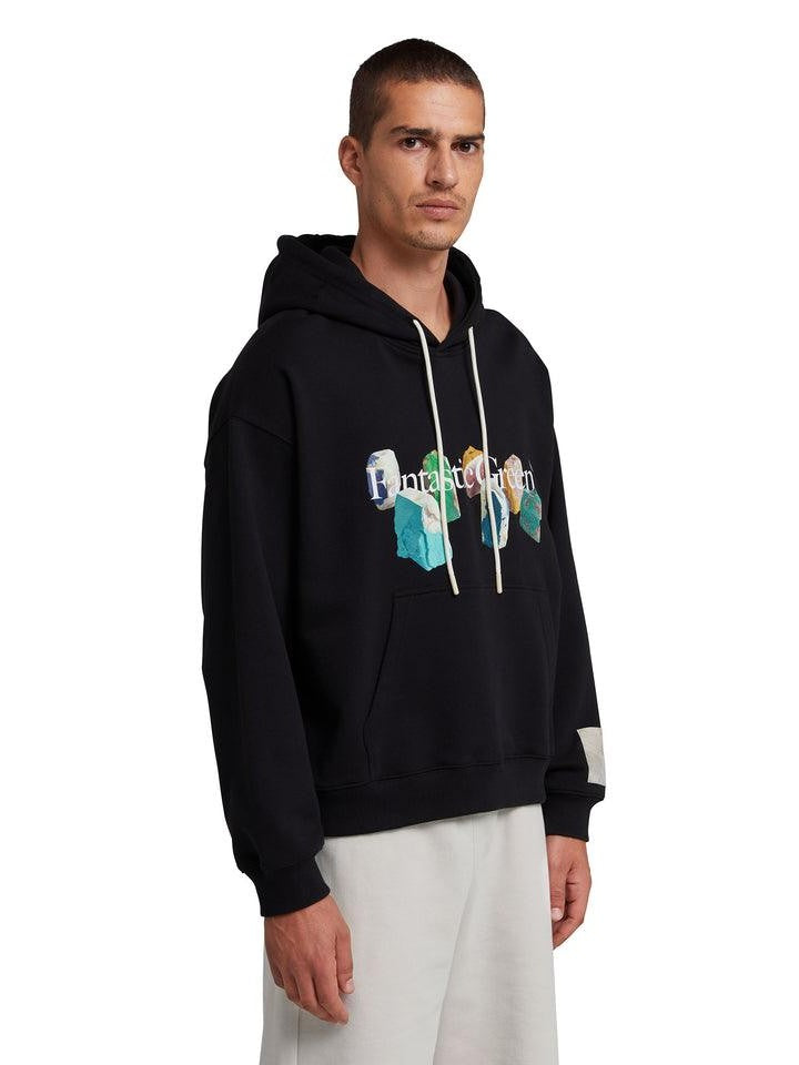 "fantastic green inverse series" organic cotton hooded sweatshirt