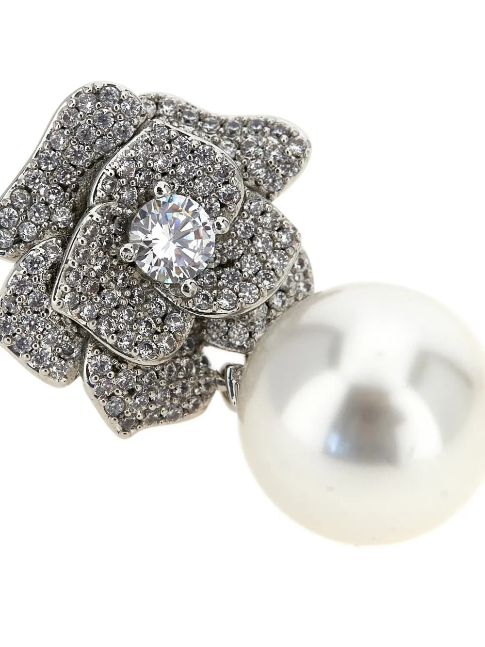 Mini crystal flower pearl earrings