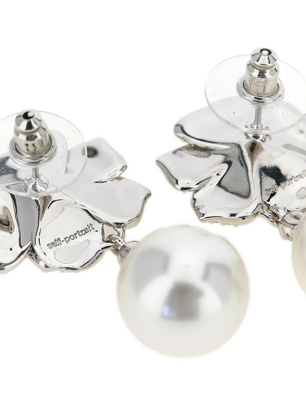 Mini crystal flower pearl earrings