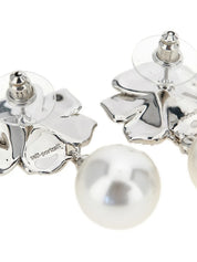 Mini crystal flower pearl earrings