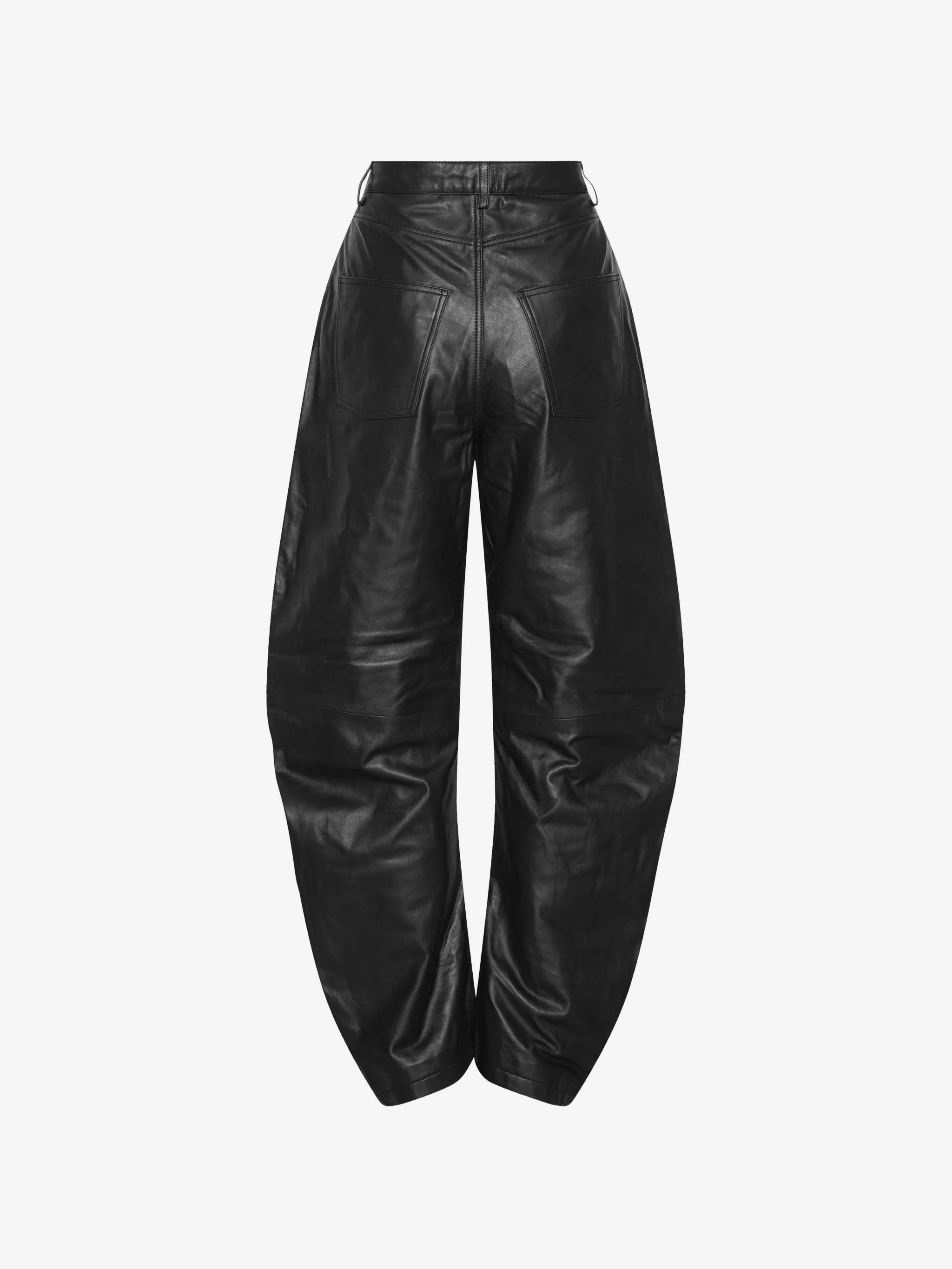 Barrel leg leather pants