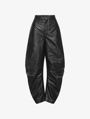 Barrel leg leather pants