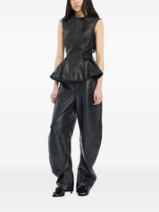 Barrel leg leather pants