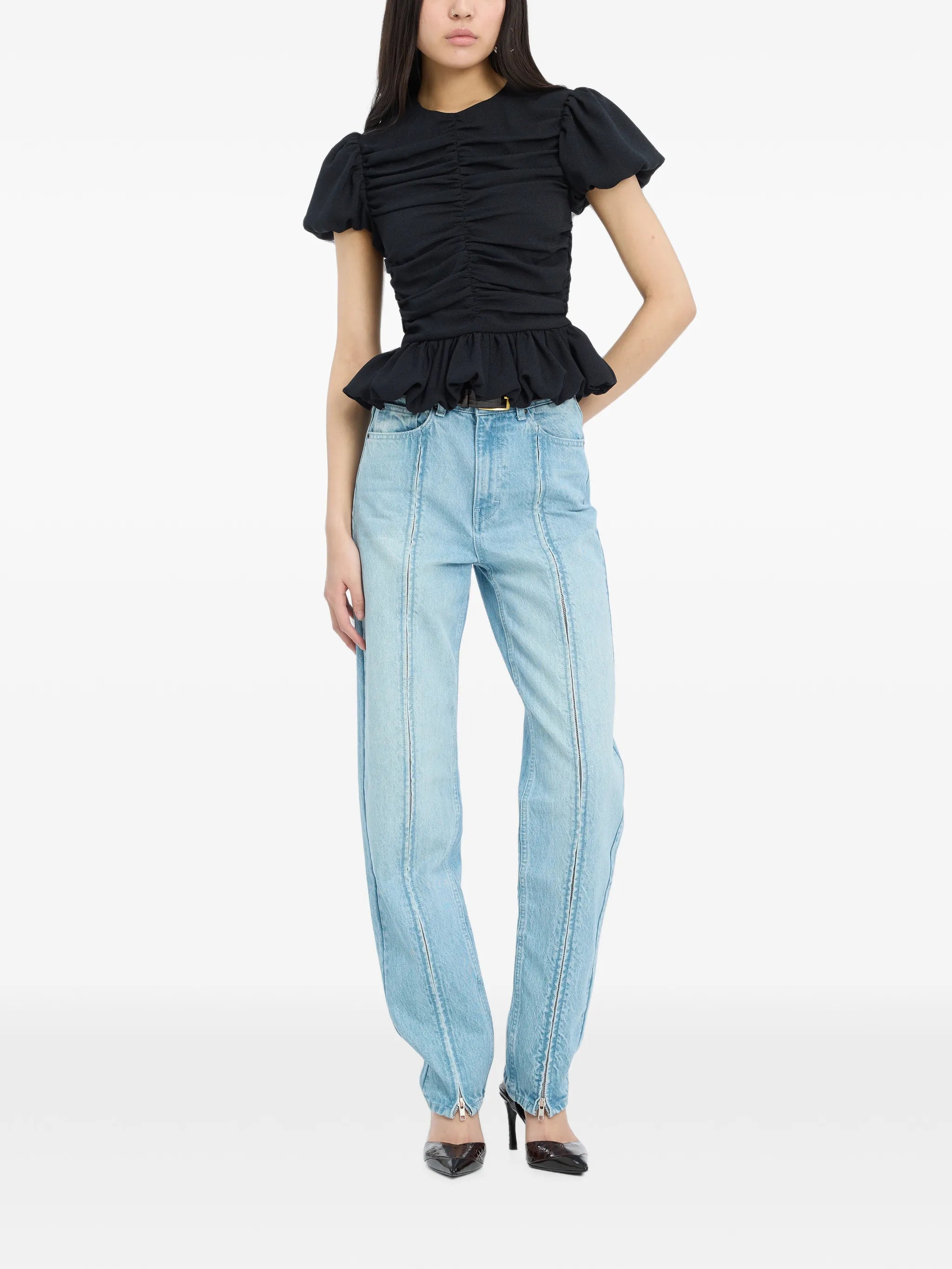 Ruched puff sleeve top