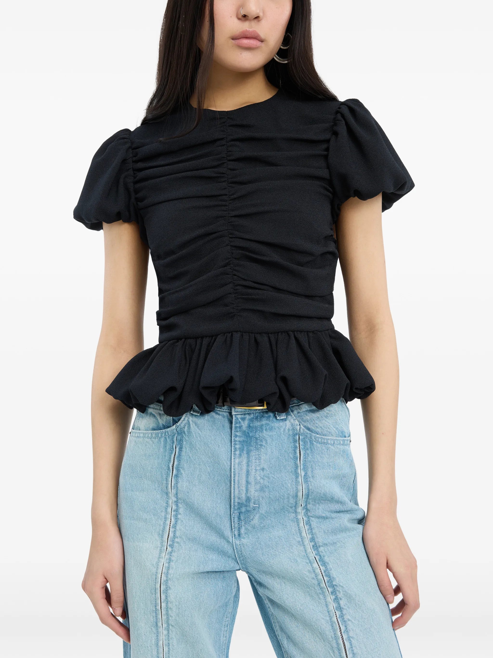 Ruched puff sleeve top