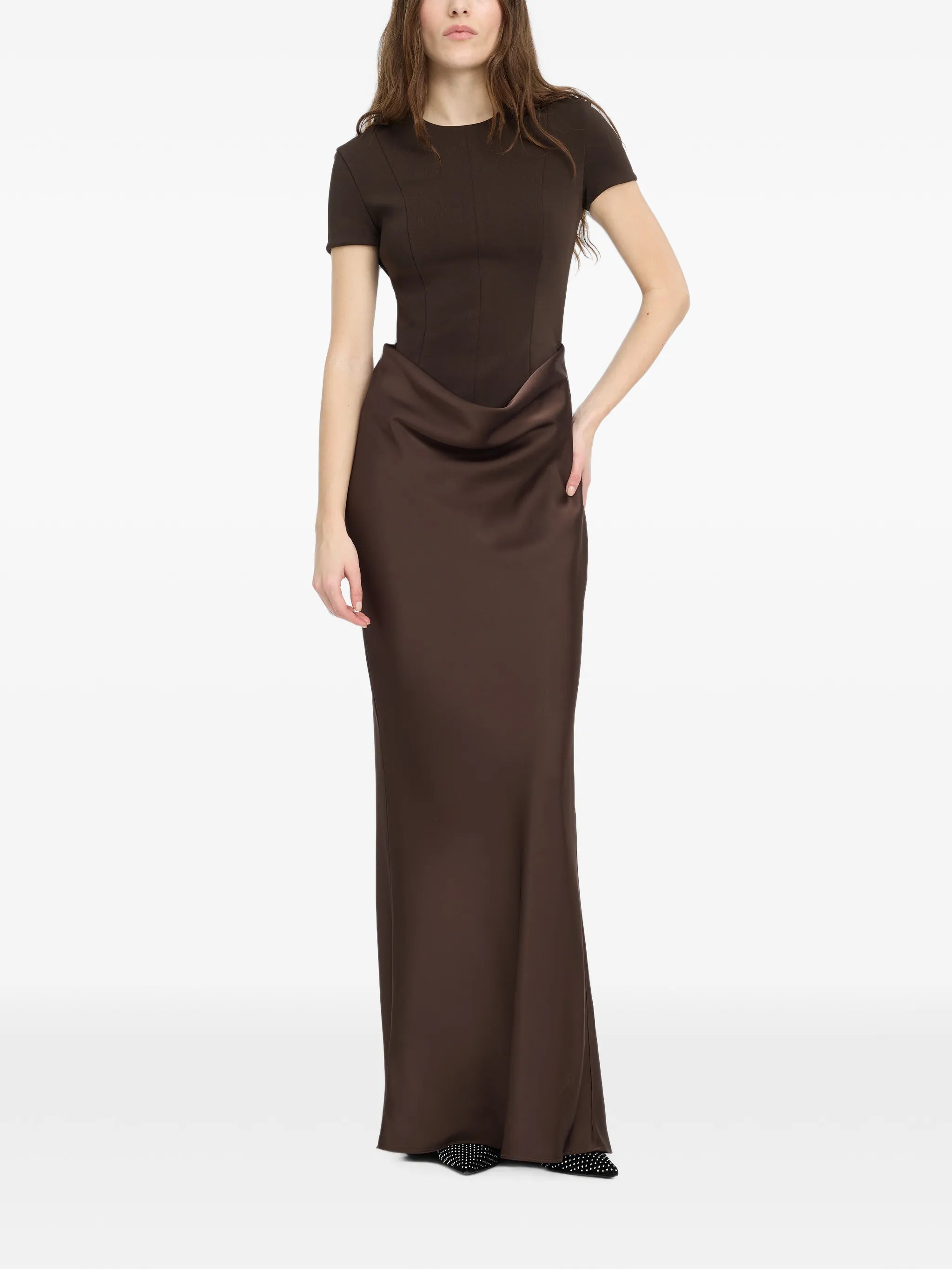 Capsleeve draped maxi