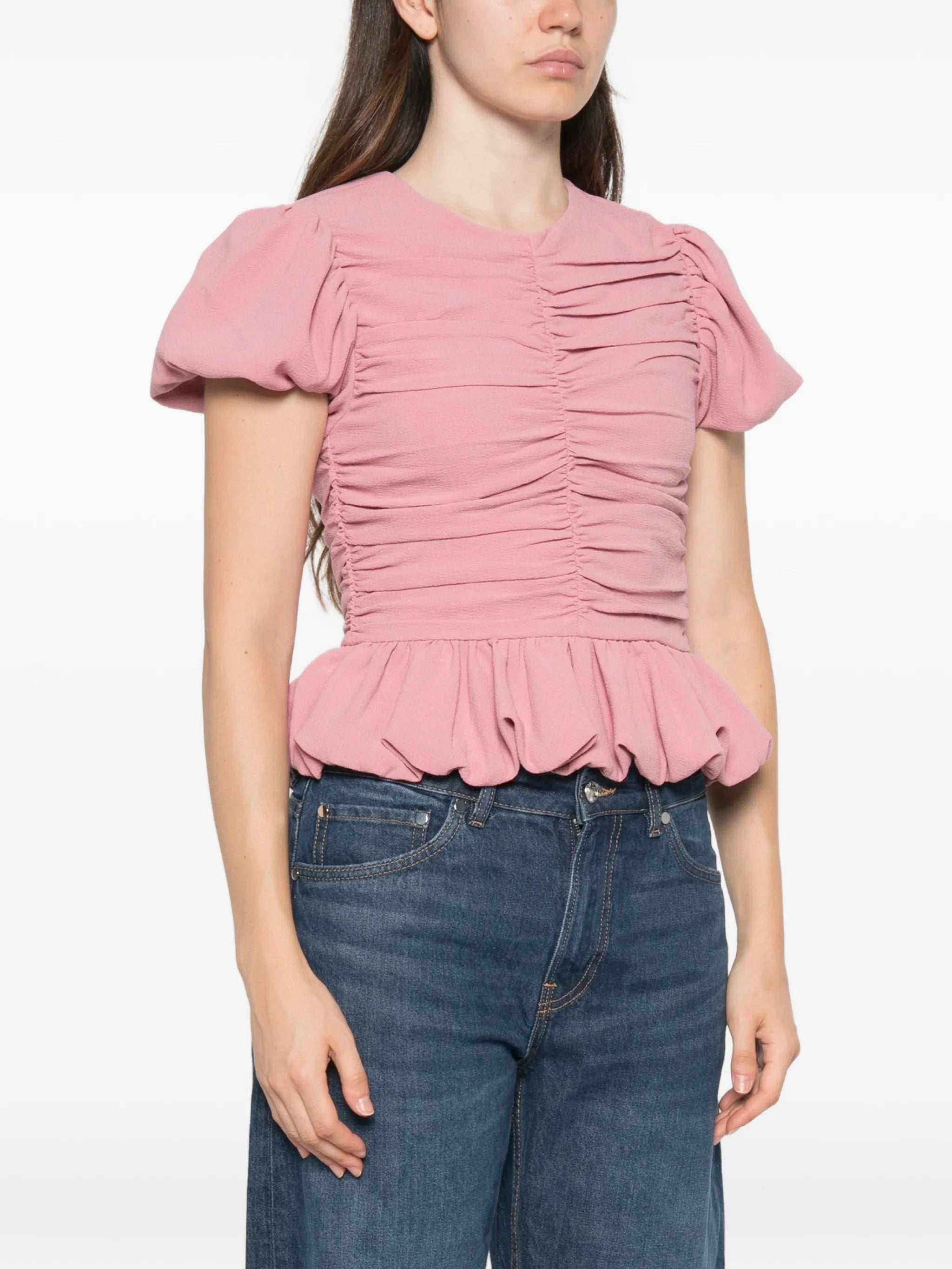 Ruched puff sleeve top