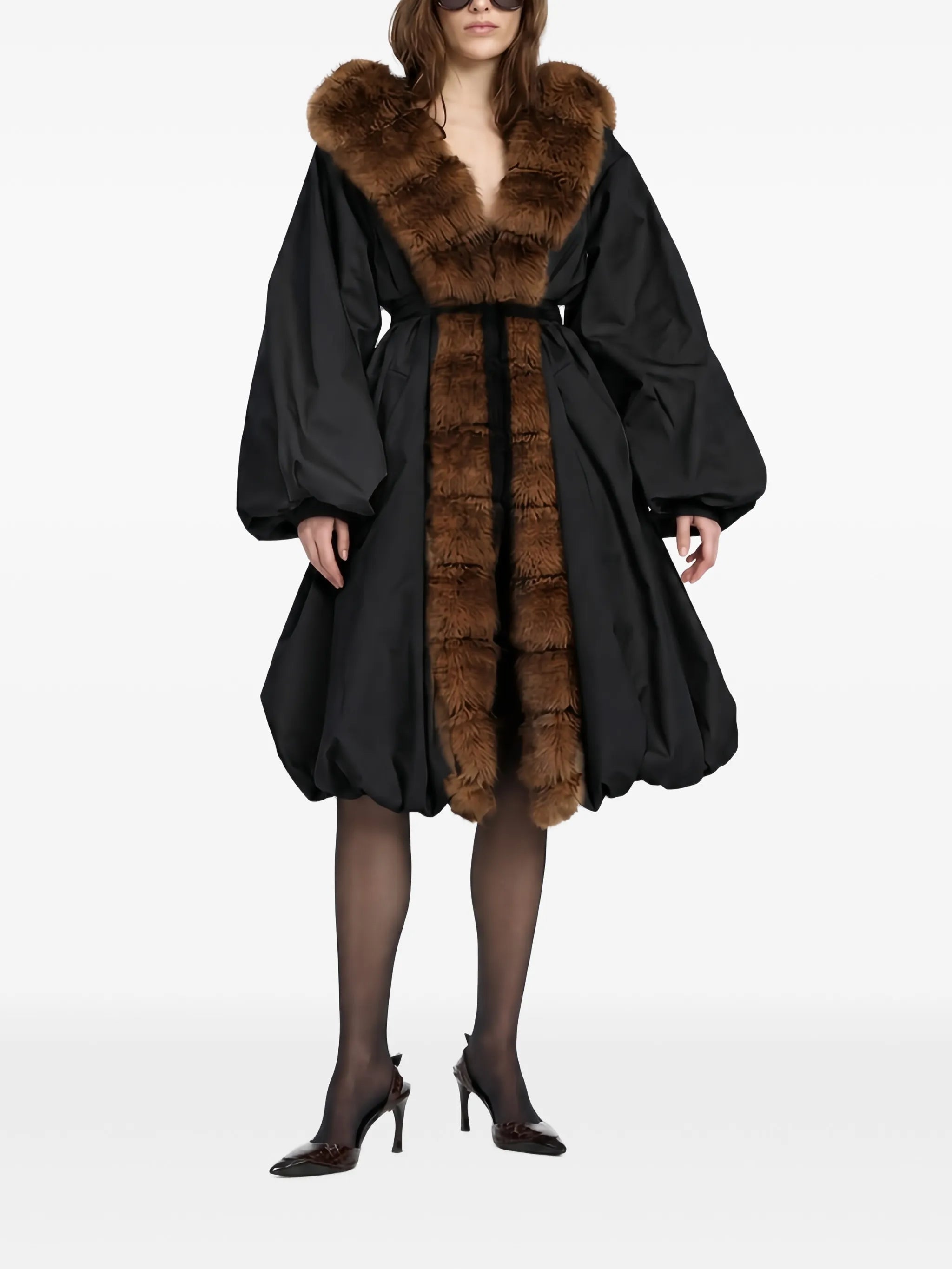 Faux fur collar coat