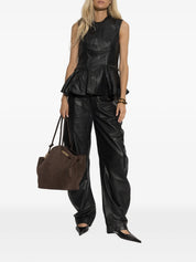 Peplum leather top