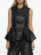 Peplum leather top
