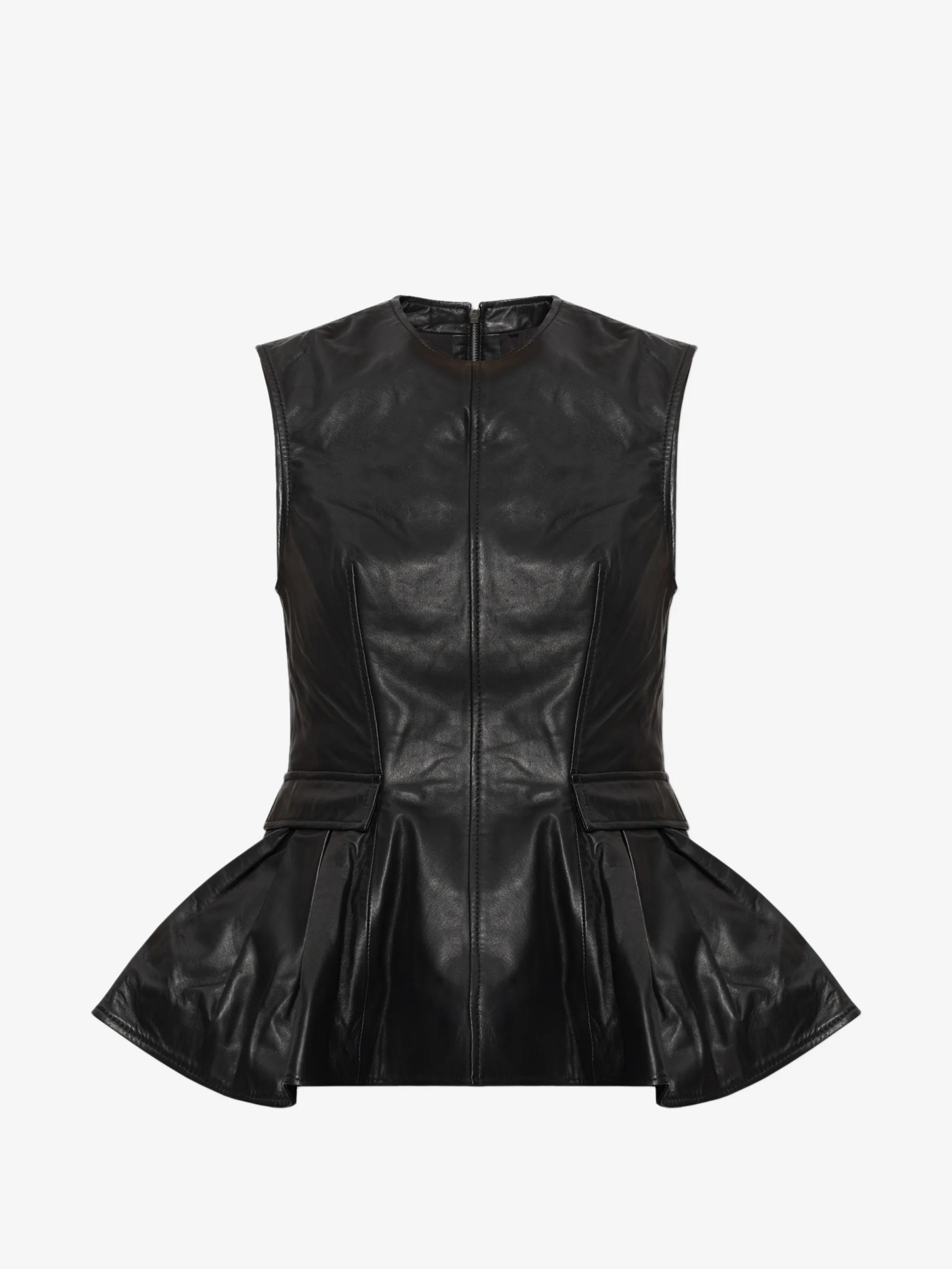 Peplum leather top