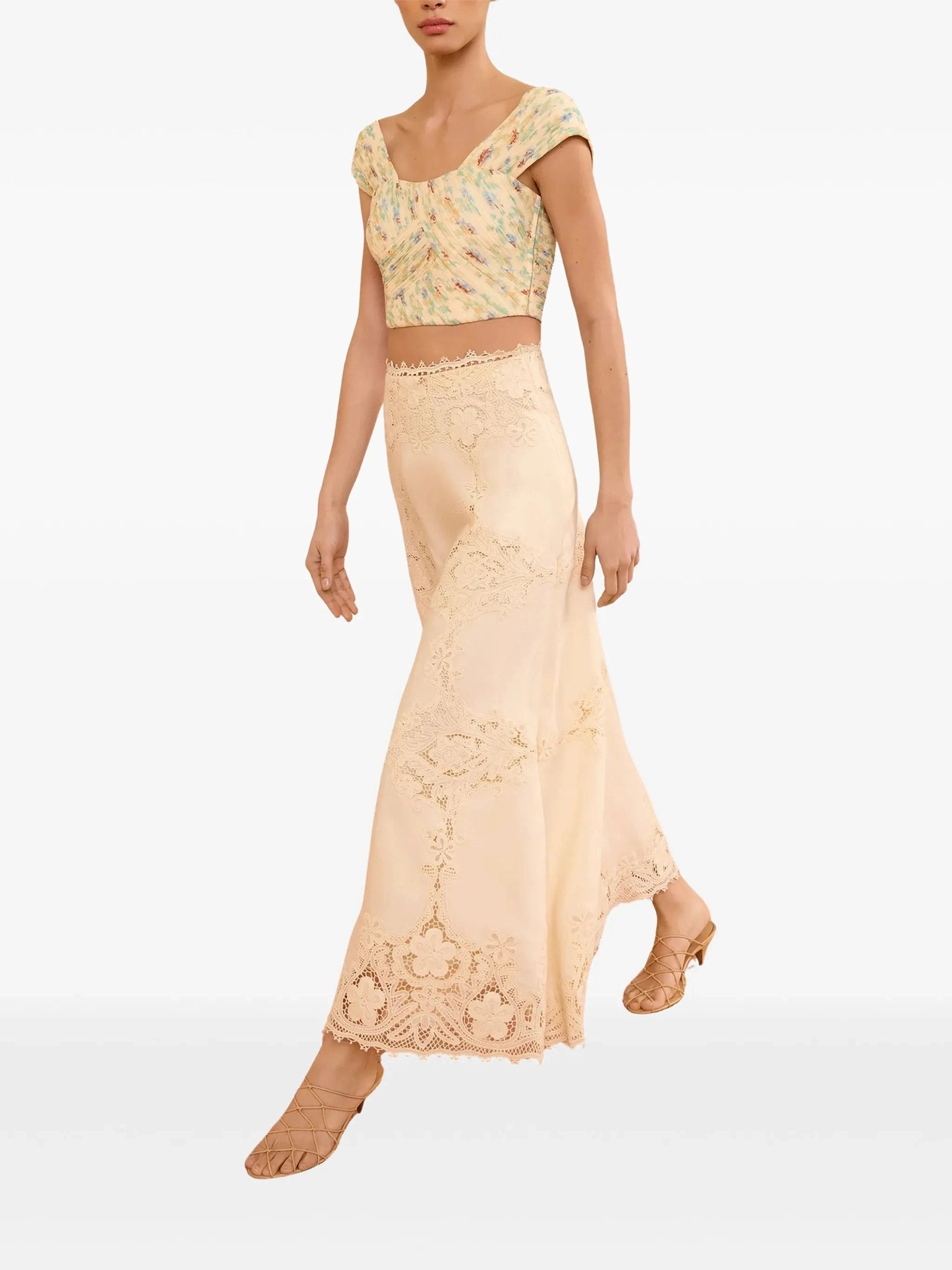 Fleur linen midi skirt