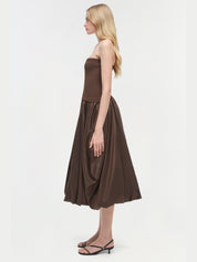 Izzy strapless taffeta midi dress