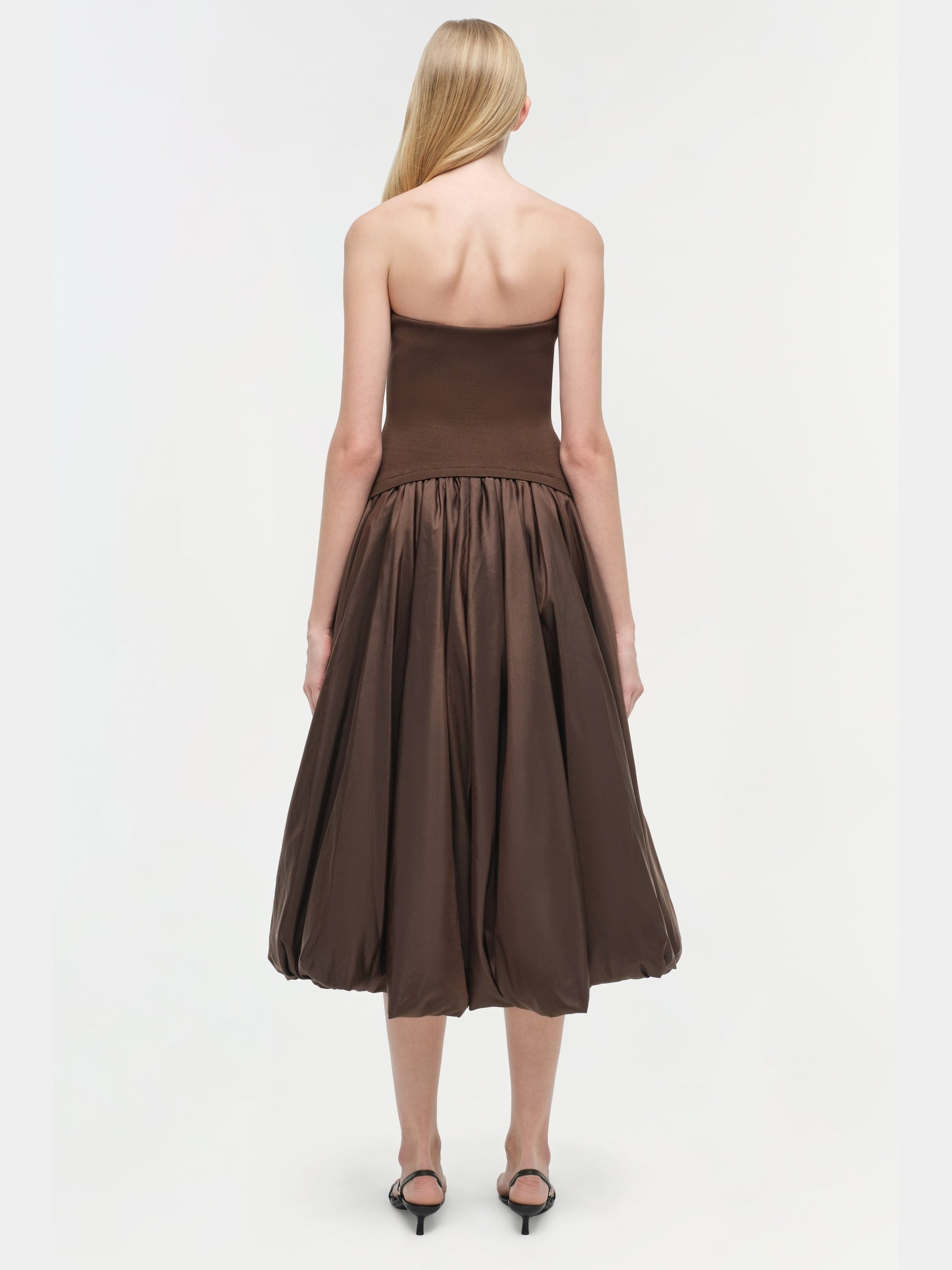 Izzy strapless taffeta midi dress