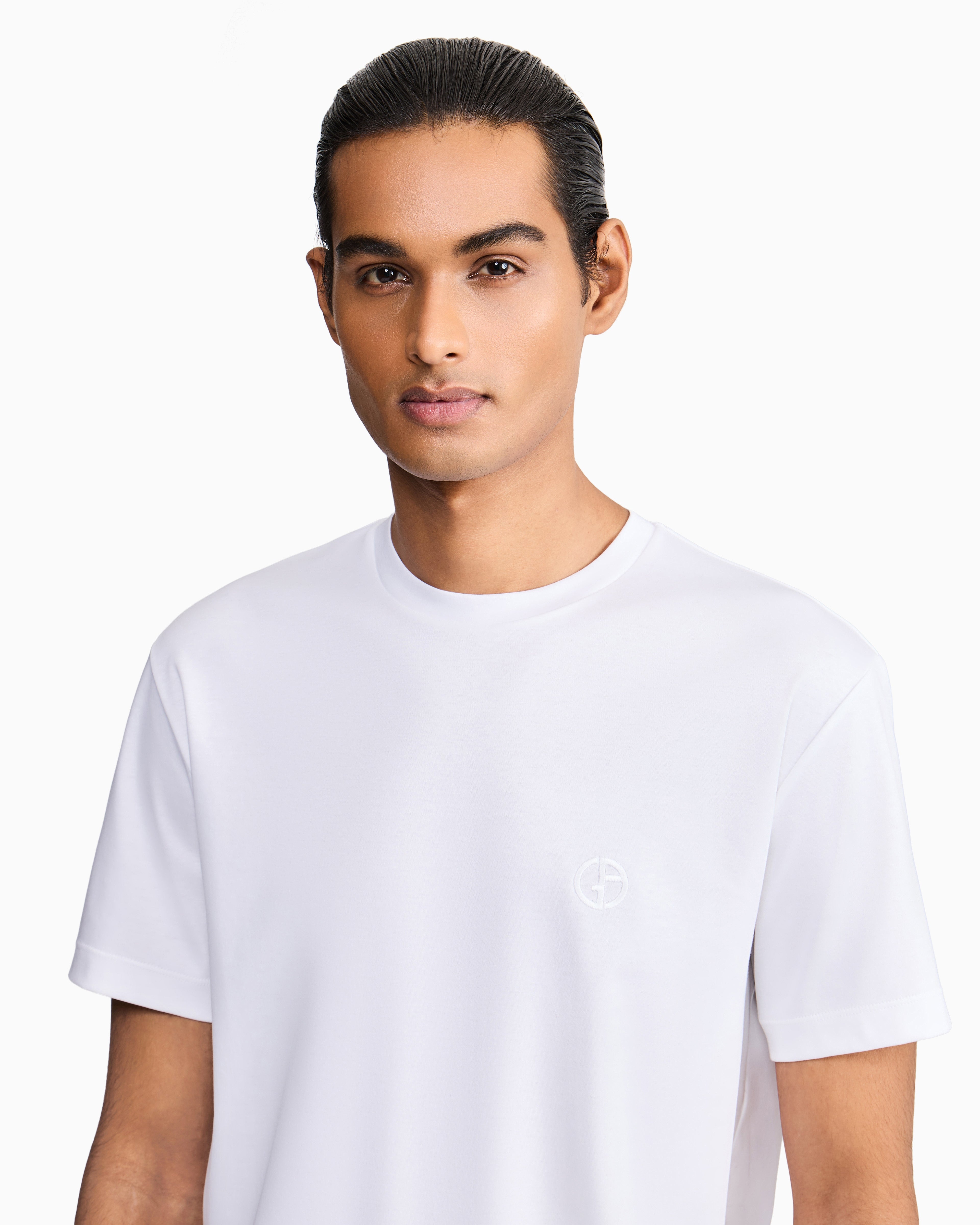 Short-sleeve cotton interlock T-shirt with logo
