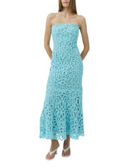 Clairis laced guipure bustier midi dress