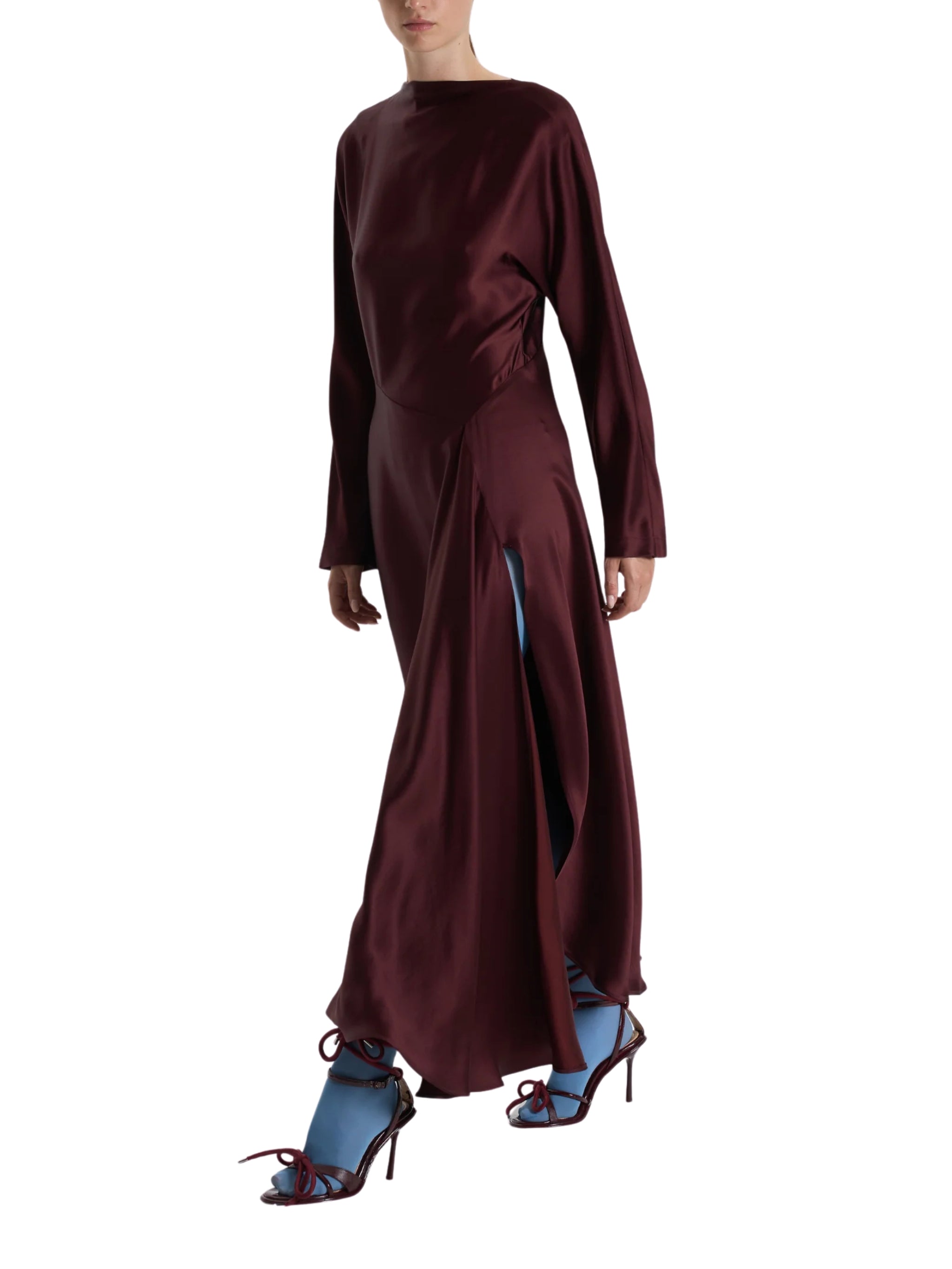 BURGUNDY MINIMALIST LONG DRESS