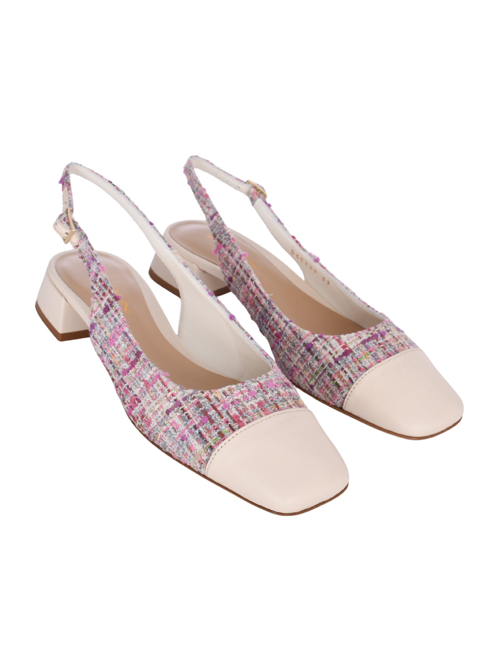 Slingback nappa & tweed off w & multic