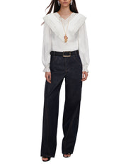 Cream viscose lace top