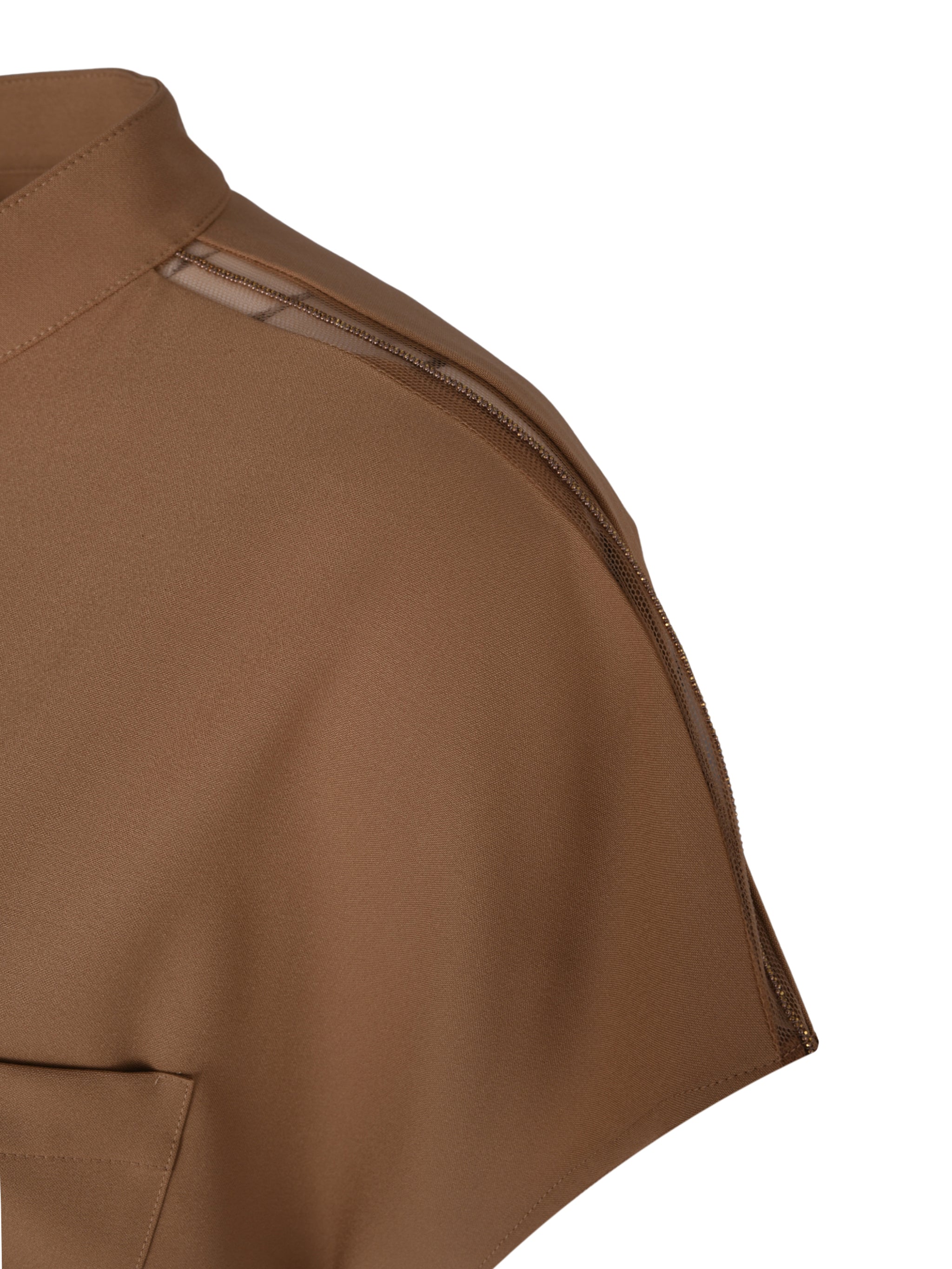 Tech wool sleeveless bomber with patch pockets