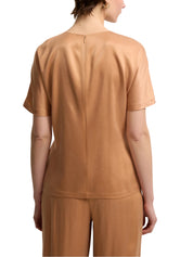 COLLARLESS SHORT SLEEVE BLOUSE