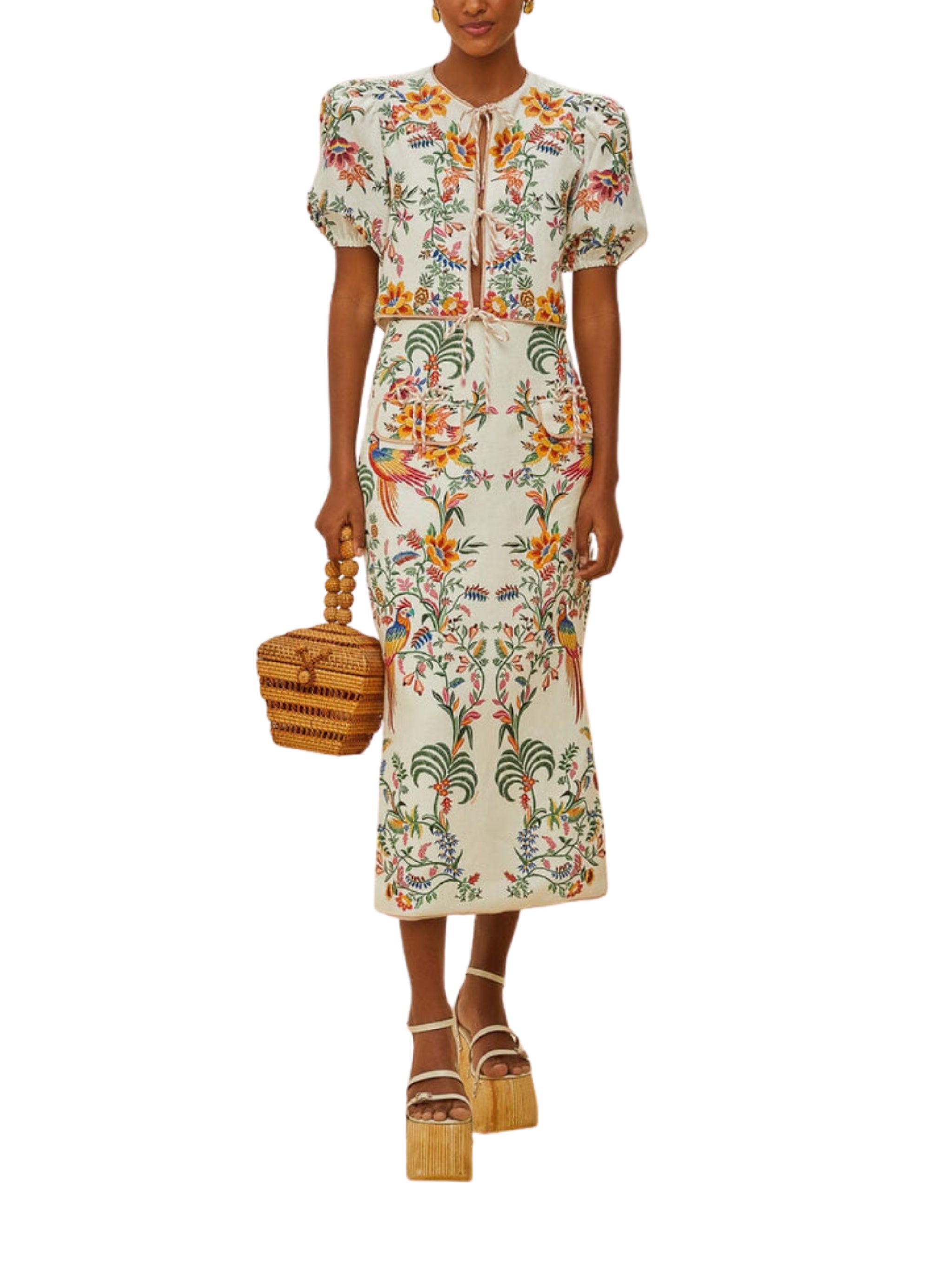 DELICATE FOREST OFF-WHITE MIDI SKIRT